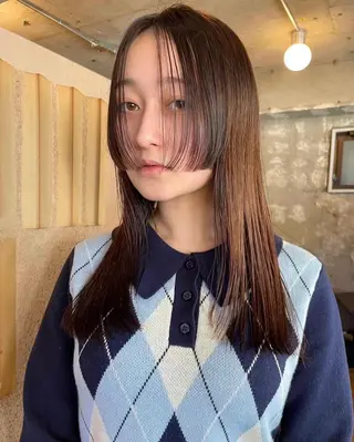 ミディアム カラー パーマ CEINE PATHのヘアスタイル