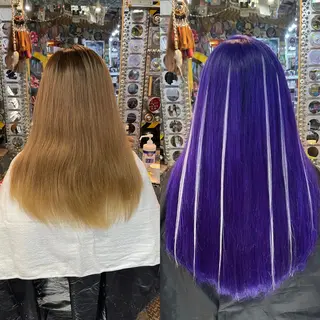 セミロング カラー ヘアアレンジ 🌈派手髪エクステ ブレイズ🌈ひろとのヘアスタイル