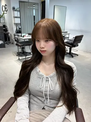 ロング カラー ninaアイドル前髪 ×透明感🎀のヘアスタイル