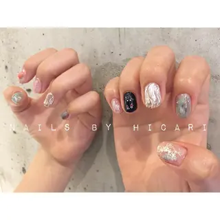 ショート カラー ネイル マツエク・マツパ illum hicariのネイルデザイン