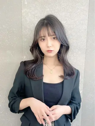 セミロング 縮毛矯正 髪質改善 韓国風レイヤー 吉田のヘアスタイル