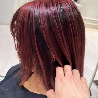 ミディアム カラー 鼎一真ハイトーン/ パーマ/何でも屋さんのヘアスタイル