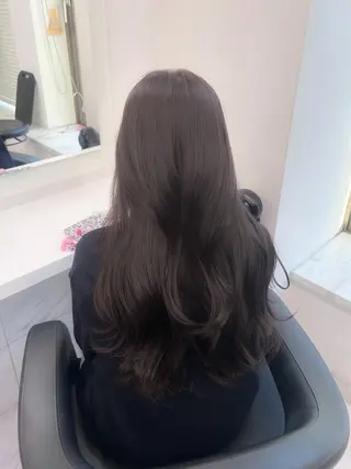 ロング カラー パーマ ヘアアレンジ メンズ キッズ ブリーチなしカラー/ ブラウン/レイヤーのヘアスタイル