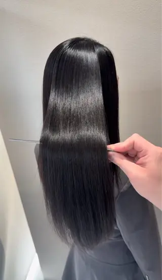 ロング 縮毛矯正クロスパーマ 益子達也のヘアスタイル