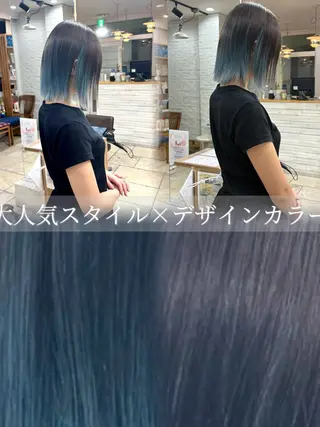 ミディアム カラー 髪質改善/縮毛矯正/ ボブmanami🩵のヘアスタイル