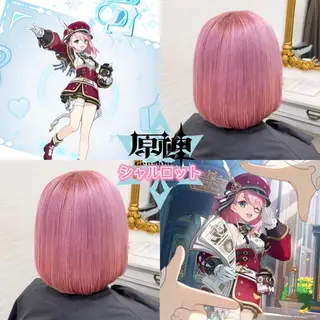 ショート カラー 推しカラー💫 ブリーチ💫若菜覚のヘアスタイル