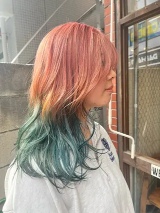 セミロング カラー ハイトーンを育てる ブリーチカラー/牧原のヘアスタイル