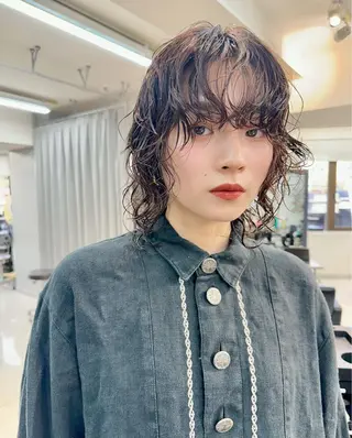 ミディアム パーマ メンズ縮毛矯正 メンズカット/のヘアスタイル