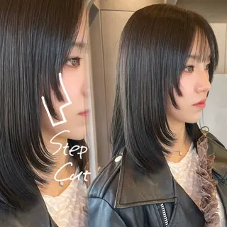 ミディアム カラー ボブ/縮毛矯正/レイ ヤー♡Natsukiのヘアスタイル