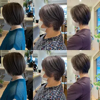 ショート カラー 白髪ぼかしハイライト 💫ミネ ヒロシのヘアスタイル