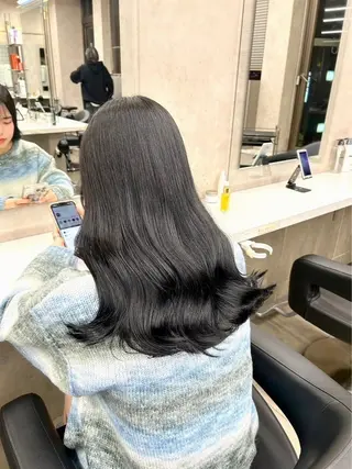 セミロング カラー ヘアアレンジ Ryo横浜韓国ヘア/ 曲がる縮毛矯正特化のヘアスタイル