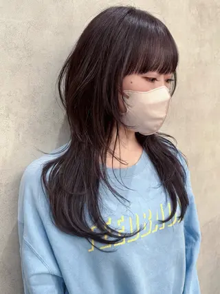 ロング カラー 🖤顔まわり 盛れヘア⟡アズサ🖤のヘアスタイル