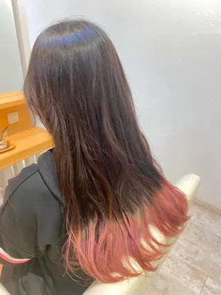 ロング カラー 酸性ストレート/ブリ ーチなしWカラー河本のヘアスタイル