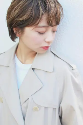 ショート カラー パーマ 【白髪ぼかし 専門GBG】自由が丘のヘアスタイル