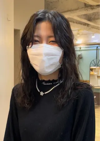 セミロング パーマ 大人可愛い透明感🌟 小顔・韓国髪🌟野中のヘアスタイル