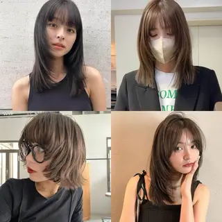 セミロング カラー ヘアアレンジ 無料ショートカット 募集中📛杏のヘアスタイル
