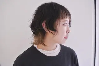 ミディアム カラー パーマ 樋口 千尋のヘアスタイル
