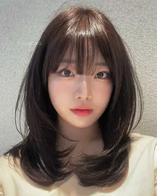 ロング カラー 山崎/ボブ縮毛矯正 レイヤー髪質改善のヘアスタイル