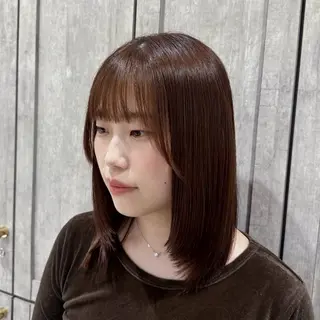 ミディアム カラー 暖色/顔周りカット/ レイヤー/成田悠里のヘアスタイル