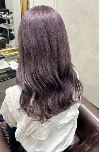 ロング カラー Rin♡透明感ピンク 🎀白肌ラベンダーのヘアスタイル