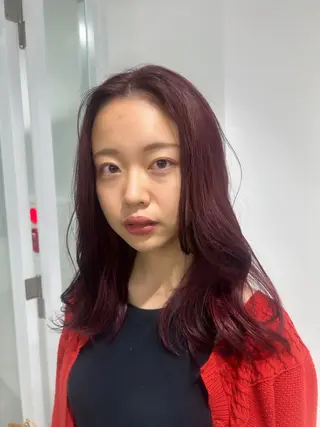 セミロング カラー 愛結 暖色カラー🎀🩰のヘアスタイル