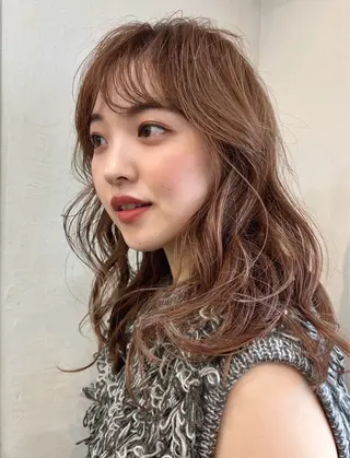 セミロング カラー 韓国ヘア 🎀華澄のヘアスタイル