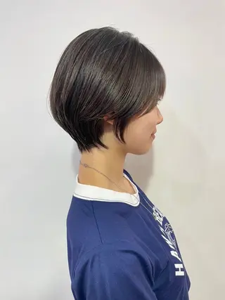 ショート 切りっぱなしボブ/ ブリーチカラー/大塚のヘアスタイル
