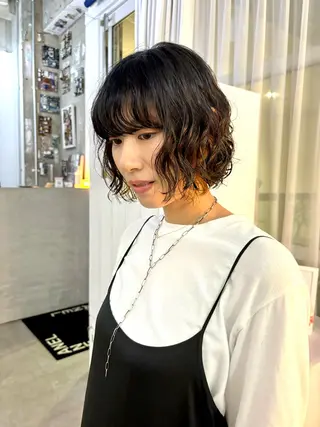 ミディアム パーマ 杉水 葉月のヘアスタイル