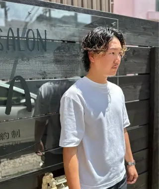 ミディアム カラー パーマ メンズ パーマPrivate SalonNoa名駅のヘアスタイル