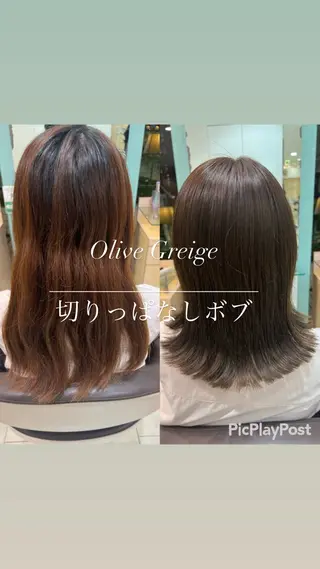 ミディアム カラー 大人デザイン 🍃MORIKA🍃のヘアスタイル