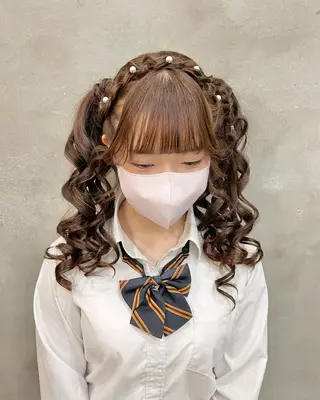 ロング ヘアアレンジ 【ピンク/韓国ヘア/ ヘアセット】亜海のヘアスタイル
