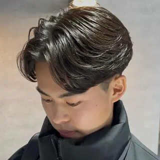 ショート カラー パーマ メンズ センターパート マスターかずまのヘアスタイル