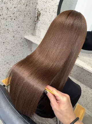 ロング パーマ mood 髪質改善 ダブルカラーのヘアスタイル