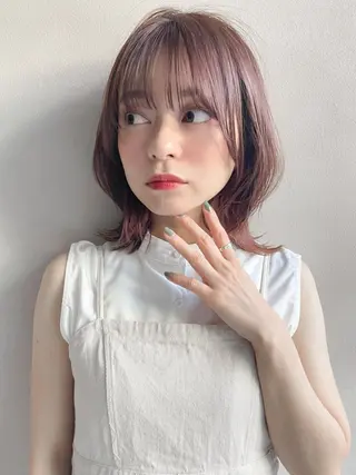 ミディアム カラー パーマ Agnos 青山/ saya🌼のヘアスタイル