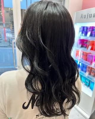 ロング カラー 生活が楽になる縮毛/ ブリーチなしレッドのヘアスタイル