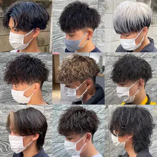 ショート カラー パーマ ヘアアレンジ メンズ アイブロウ スパイキー/フェザー /波巻き/かいとのヘアスタイル