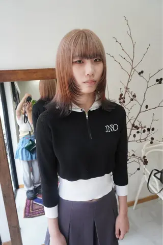 ミディアム カラー パーマ ヘアアレンジ 髪と音処　マトぺ所属・デザインカラー/ボブ ブリーチカラー/ユリのヘアスタイル