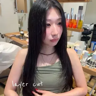 ロング ★韓国トレンドカット ★むなかたももかのヘアスタイル