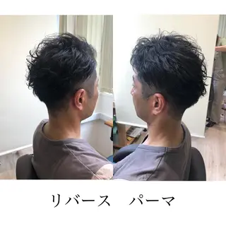 ショート カラー パーマ メンズ 関西センターパート メンズモデル募集のヘアスタイル