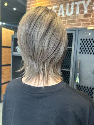 ミディアム カラー パーマ 久木原 ゆりのヘアスタイル