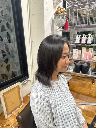 ミディアム カラー ボブ  レイヤー 髪質改善  相澤晃希のヘアスタイル