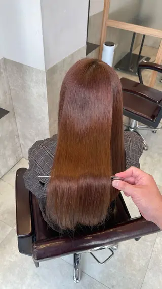 ロング 縮毛矯正クロスパーマ 益子達也のヘアスタイル