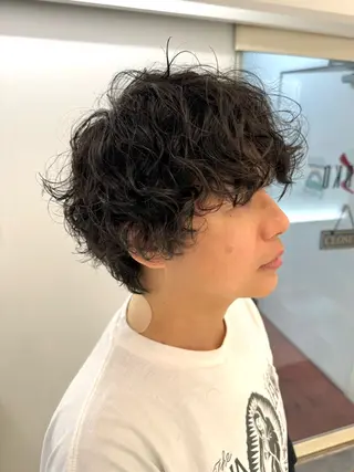 ショート パーマ メンズ デジタルパーマ 🌀ボブ　萩原　龍のヘアスタイル