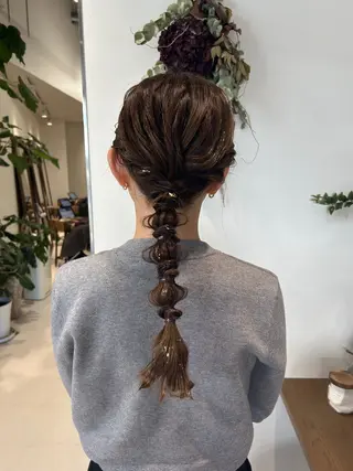 セミロング ヘアアレンジ ハイトーン/エクステ /🎀YUINA🎀のヘアスタイル