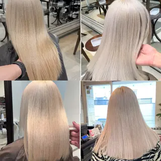 セミロング カラー パーマ ヘアアレンジ メンズ ブリーチカラー🤍 颯馬🐈‍⬛のヘアスタイル