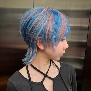 カラー ウルフ/レイヤー/ ブリーチカラーのヘアスタイル