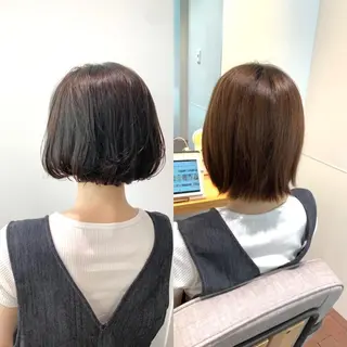 ミディアム カラー 髪と心を整える美容師 透明感カラー/ボブのヘアスタイル