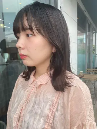 ミディアム カラー パーマ 押切 響　のヘアスタイル