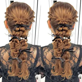 ロング ヘアアレンジ ヘアメ🎀推しカラー 🥣横浜/しほ🧸のヘアスタイル