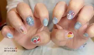 ネイル ショートネイル 森のさんぽ道のネイルデザイン